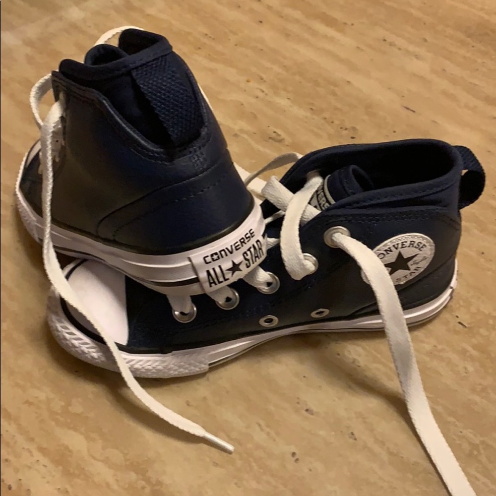 Leather converse high tops.  Size 11, worn once.